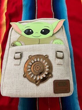 Loungefly Beige Star Wars The Child Kids backpack Bag with Green Accents
